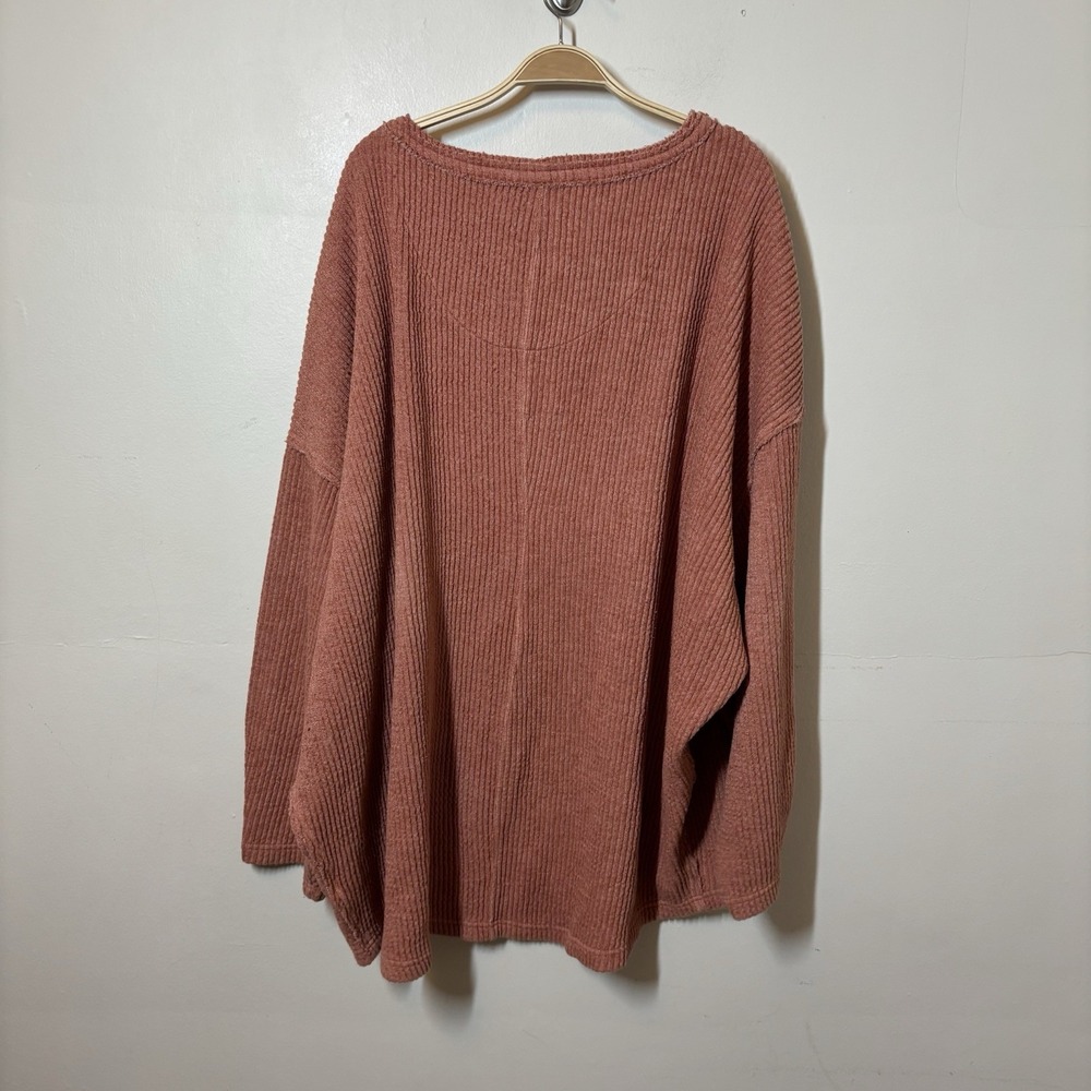 Free People Oversized V-Neck Ribbed Pullover - Dusty Rose - Picture 5 of 6